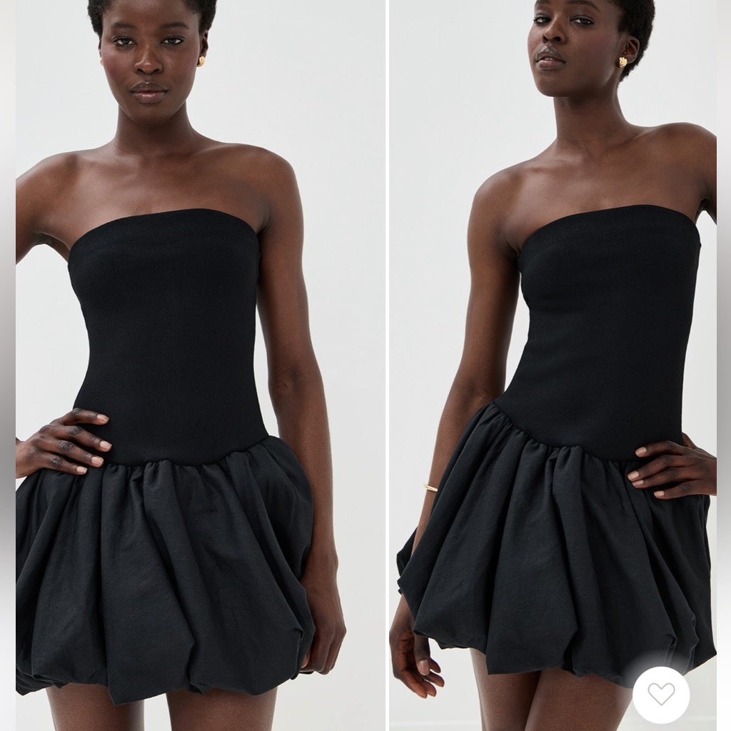 Simkhai Bubble Black Strapless Mini Dress